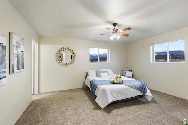bedroom with carpet and ceiling fan