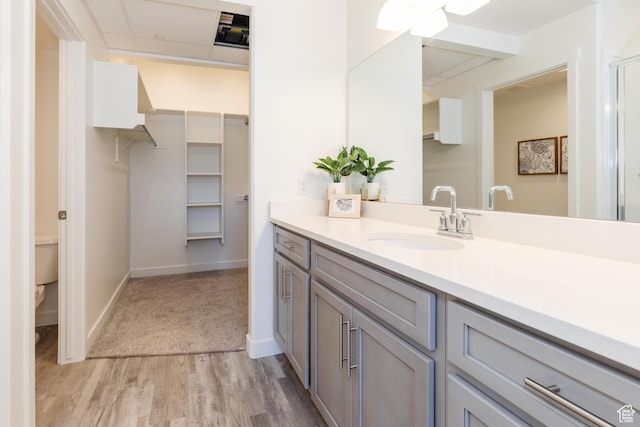 526 N Richland Valley St Unit 10, Garden City, UT 84028 - bathroom featuring baseboards, wood finished floors, a walk in closet, and vanity