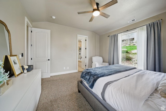 1637 E 2400 N, Layton, UT 84040 - bedroom with lofted ceiling, light colored carpet, baseboards, connected bathroom, and visible vents