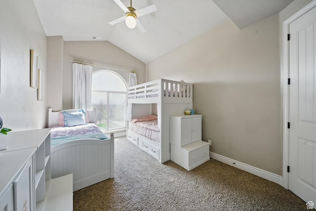 1637 E 2400 N, Layton, UT 84040 - carpeted bedroom featuring baseboards, lofted ceiling, visible vents, and ceiling fan