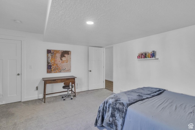 3457 W Blue Crane Dr N, Clinton, UT 84015 - bedroom with a textured ceiling, baseboards, carpet, and recessed lighting
