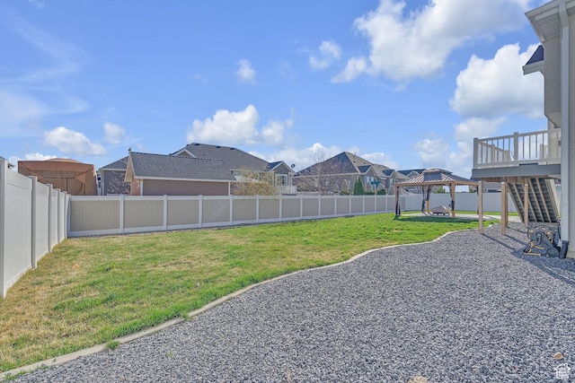 3457 W Blue Crane Dr N, Clinton, UT 84015 - view of yard with a gazebo, a residential view, a patio area, and stairway
