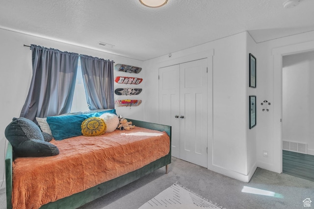 3457 W Blue Crane Dr N, Clinton, UT 84015 - bedroom with a textured ceiling, carpet, baseboards, and a closet
