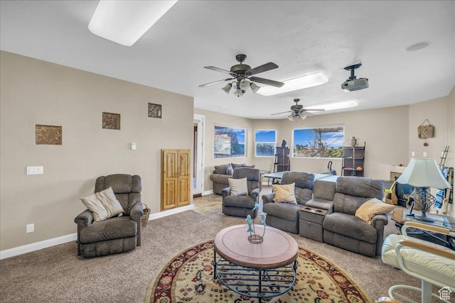799 N 2600 W, Hurricane, UT 84737 - living room with baseboards, carpet floors, and a ceiling fan