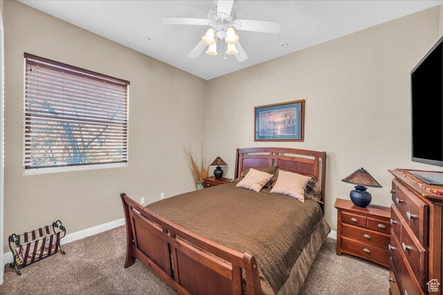 799 N 2600 W, Hurricane, UT 84737 - bedroom with baseboards, light colored carpet, and ceiling fan