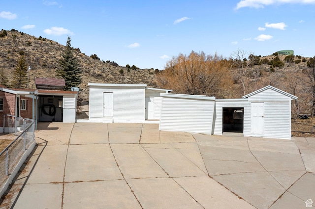 garage with a storage shed