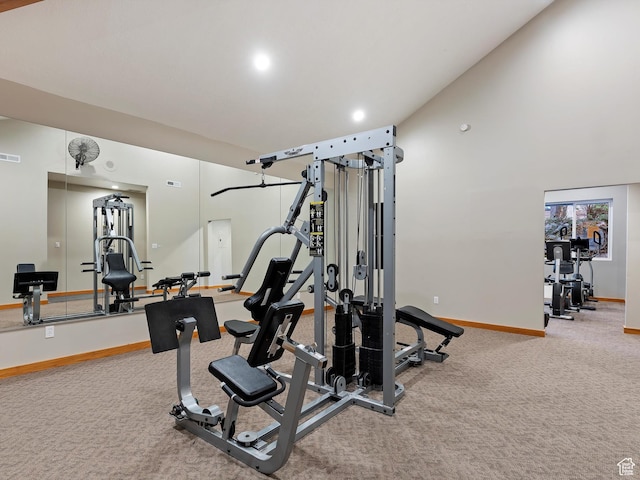 3615 N Wolf Lodge Dr E Unit 109, Eden, UT 84310 - workout area with baseboards, visible vents, recessed lighting, and carpet