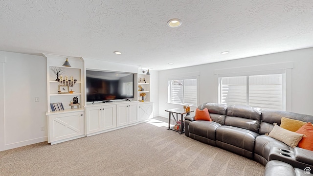 452 S 2500 E Unit 122, Spanish Fork, UT 84660 - living room with baseboards, a textured ceiling, recessed lighting, and light carpet