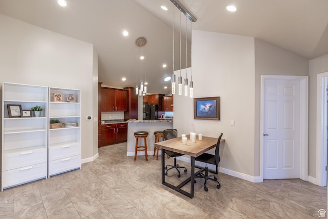 907 W 1840 S Unit B, Syracuse, UT 84075 - dining room featuring baseboards, vaulted ceiling, and recessed lighting