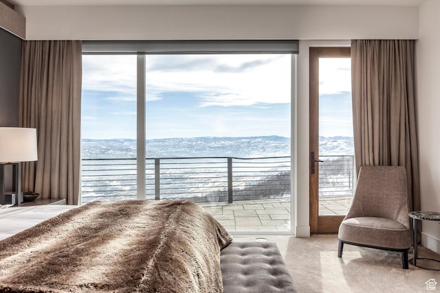 2908 W Deer Pointe Dr, Heber City, UT 84032 - bedroom with carpet floors, a mountain view, and access to outside