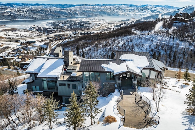 2908 W Deer Pointe Dr, Heber City, UT 84032 - snowy aerial view featuring a mountain view