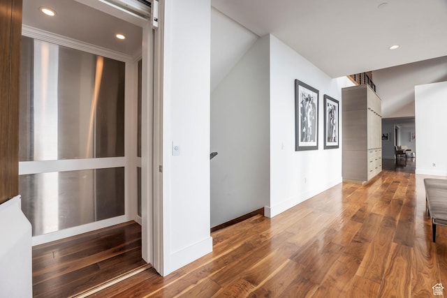 2908 W Deer Pointe Dr, Heber City, UT 84032 - hallway featuring baseboards, recessed lighting, and wood-type flooring