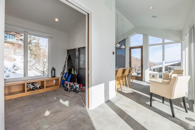 2908 W Deer Pointe Dr, Heber City, UT 84032 - interior space with a wealth of natural light, vaulted ceiling, and recessed lighting