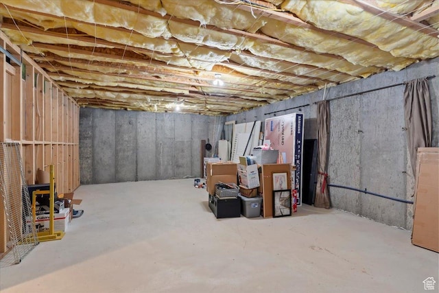 view of unfinished basement