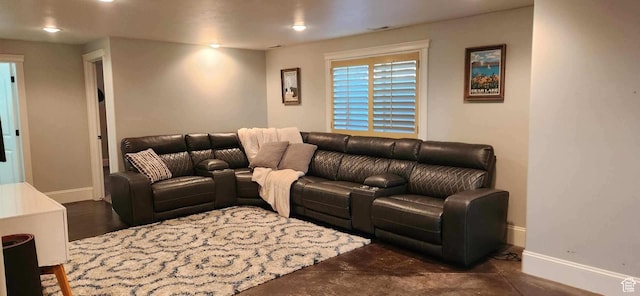 living area with baseboards