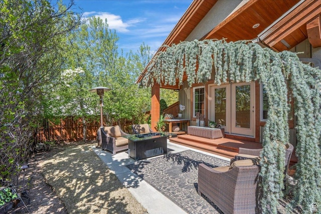 3594 E 3800 S, Salt Lake City, UT 84109 - view of patio with french doors, fence, and an outdoor hangout area