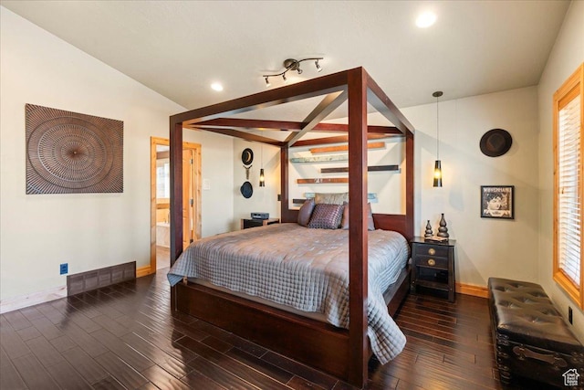 3594 E 3800 S, Salt Lake City, UT 84109 - bedroom with baseboards, multiple windows, wood finished floors, and lofted ceiling