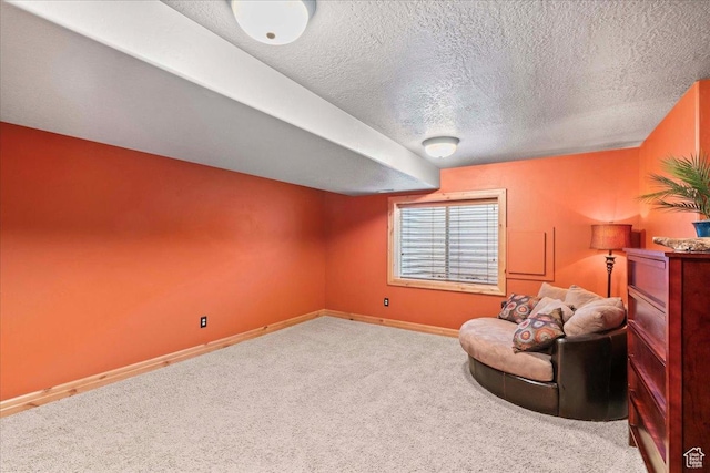 3594 E 3800 S, Salt Lake City, UT 84109 - living area with carpet floors, baseboards, and a textured ceiling