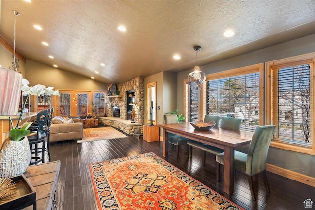 3594 E 3800 S, Salt Lake City, UT 84109 - dining area with a textured ceiling, lofted ceiling, hardwood / wood-style flooring, and recessed lighting