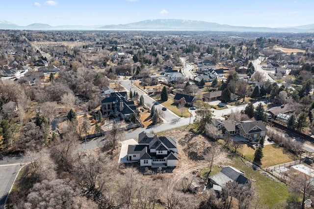birds eye view of property featuring a residential view and a mountain view