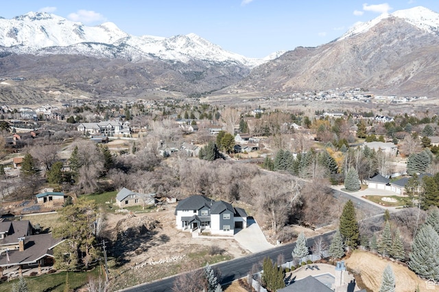 aerial view with a residential view and a mountain view