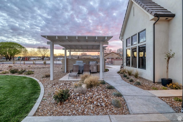 775 W 1300 S, Hurricane, UT 84737 - yard at dusk featuring a patio, a pergola, and fence