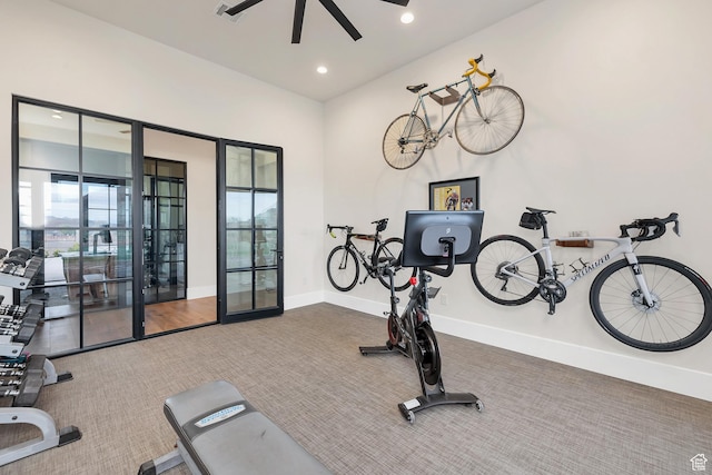 775 W 1300 S, Hurricane, UT 84737 - exercise room with carpet flooring, recessed lighting, ceiling fan, and baseboards