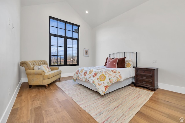 775 W 1300 S, Hurricane, UT 84737 - bedroom featuring light wood finished floors, baseboards, high vaulted ceiling, and recessed lighting