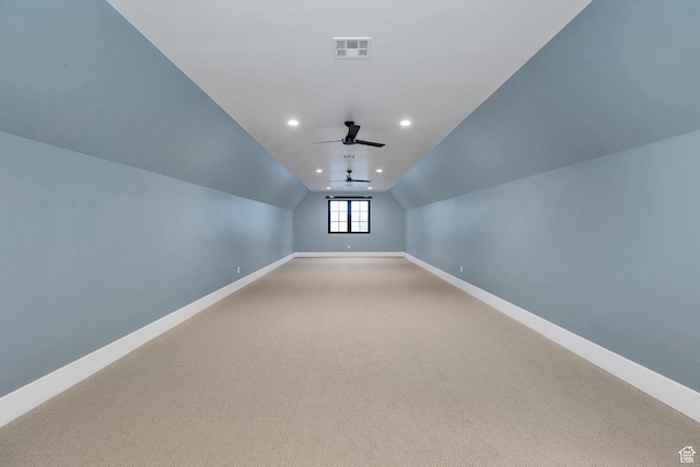775 W 1300 S, Hurricane, UT 84737 - additional living space featuring baseboards, ceiling fan, lofted ceiling, light carpet, and recessed lighting