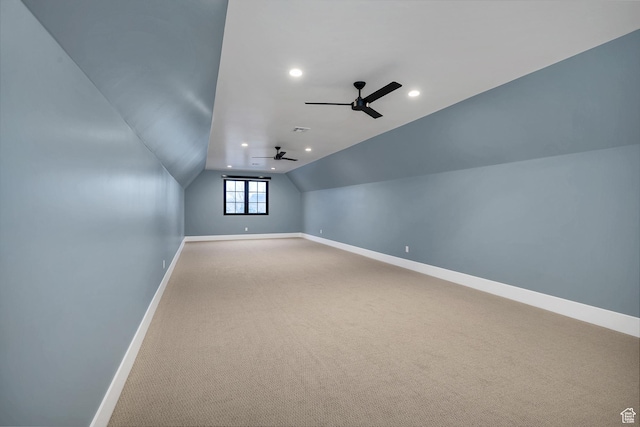 775 W 1300 S, Hurricane, UT 84737 - additional living space featuring baseboards, lofted ceiling, carpet, a ceiling fan, and recessed lighting