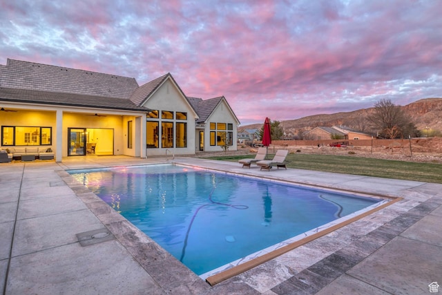 775 W 1300 S, Hurricane, UT 84737 - swimming pool featuring a patio area, a ceiling fan, and an outdoor hangout area