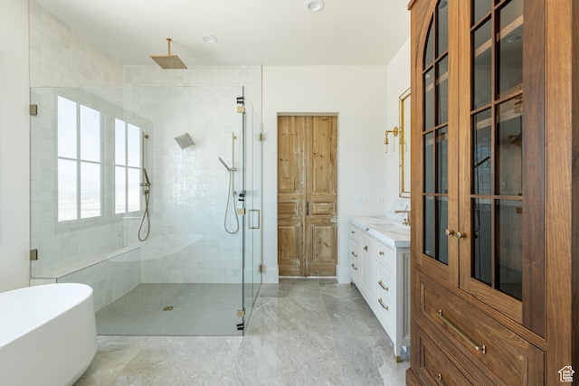 131 S Meadow Dr Unit 20, Springville, UT 84663 - bathroom with a freestanding bath, vanity, and a stall shower