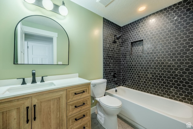 607 N Glenwilde Rd Unit 116, Vineyard, UT 84059 - full bathroom featuring vanity, toilet, a textured ceiling, visible vents, and shower / tub combination