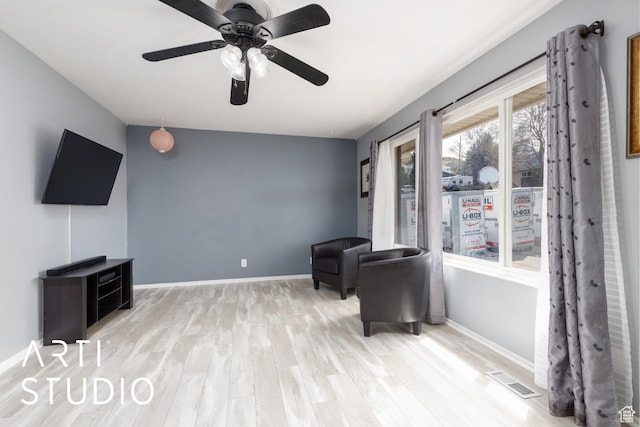 1454 E Harrop St, Ogden, UT 84404 - unfurnished room with visible vents, baseboards, a ceiling fan, and wood finished floors