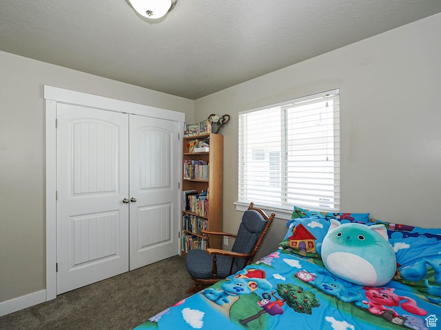 2291 E Ox Yoke Dr N, Eagle Mountain, UT 84005 - bedroom featuring carpet, a closet, and a textured ceiling