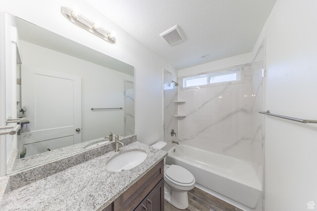 64 N Bywater Way, Brigham City, UT 84302 - bathroom with toilet, vanity, bathtub / shower combination, and wood finished floors