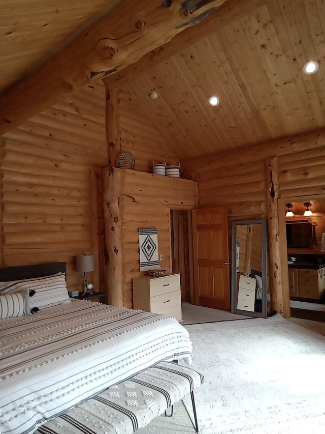 2204 S Timber Lakes Dr S Unit 945, Heber City, UT 84032 - unfurnished bedroom with beamed ceiling, high vaulted ceiling, wooden ceiling, and recessed lighting