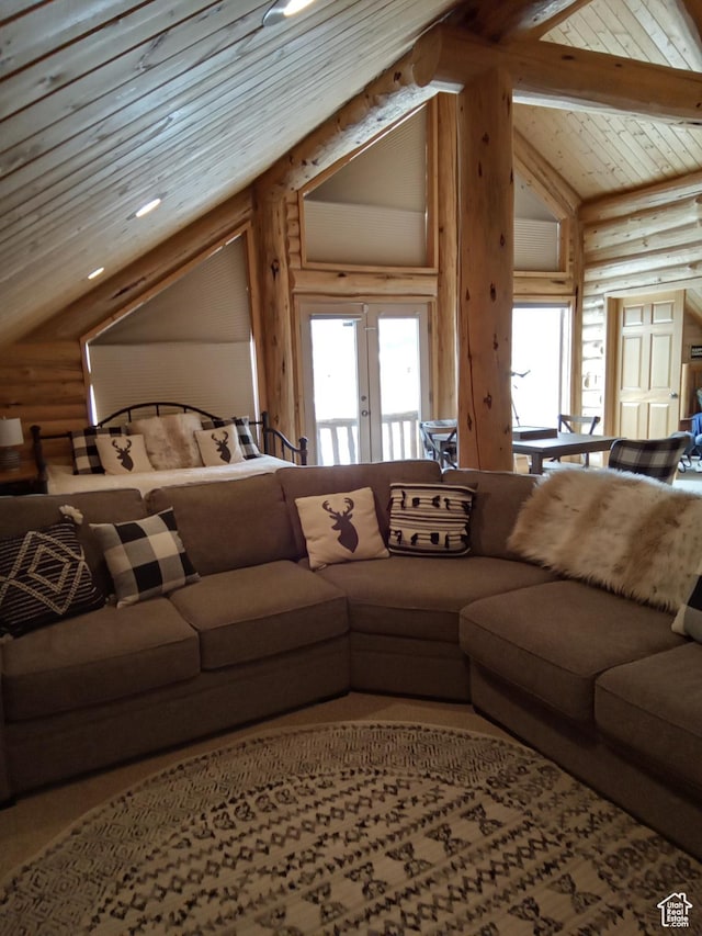 2204 S Timber Lakes Dr S Unit 945, Heber City, UT 84032 - living area featuring wooden ceiling and lofted ceiling with beams