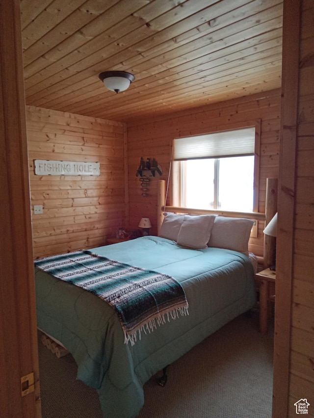 2204 S Timber Lakes Dr S Unit 945, Heber City, UT 84032 - bedroom featuring wood walls, wood ceiling, and carpet flooring