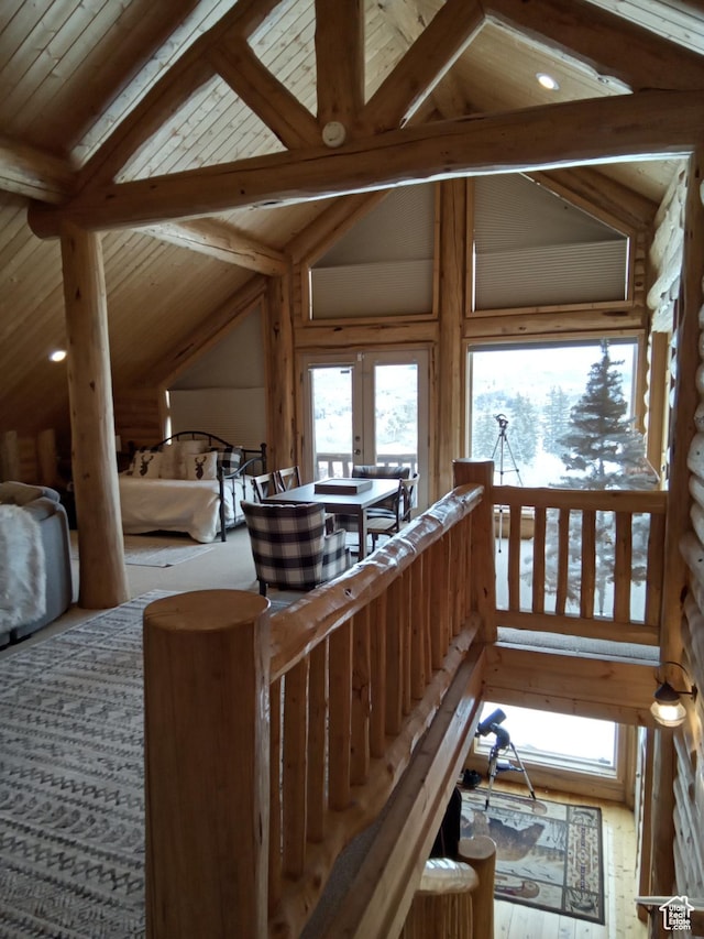 2204 S Timber Lakes Dr S Unit 945, Heber City, UT 84032 - bedroom with wooden ceiling and lofted ceiling with beams