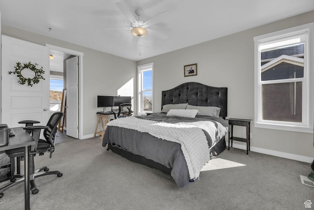 2685 E White Birch Dr, Eagle Mountain, UT 84005 - bedroom with an office area, carpet, baseboards, and a ceiling fan