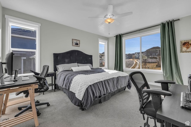 2685 E White Birch Dr, Eagle Mountain, UT 84005 - bedroom with an office area, carpet floors, ceiling fan, and baseboards