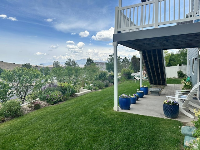 2685 E White Birch Dr, Eagle Mountain, UT 84005 - view of yard featuring a patio, stairs, and a deck