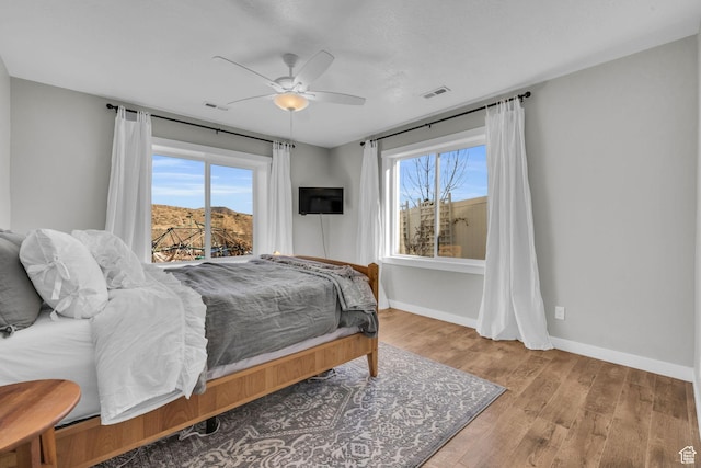 2685 E White Birch Dr, Eagle Mountain, UT 84005 - bedroom with multiple windows, wood finished floors, baseboards, and ceiling fan