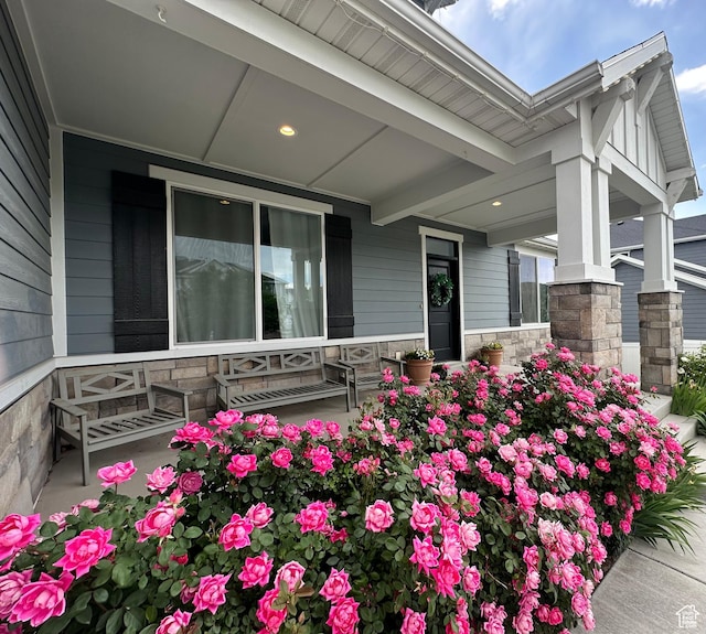 2685 E White Birch Dr, Eagle Mountain, UT 84005 - property entrance featuring covered porch and stone siding