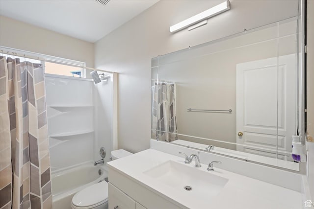 3018 S Asplund Cir, Salt Lake City, UT 84119 - bathroom featuring toilet, vanity, and shower / bathtub combination with curtain