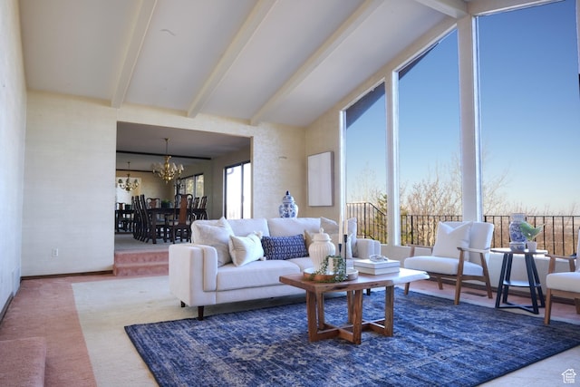 3885 E Viewcrest Dr, Millcreek, UT 84124 - living room featuring a chandelier and beam ceiling