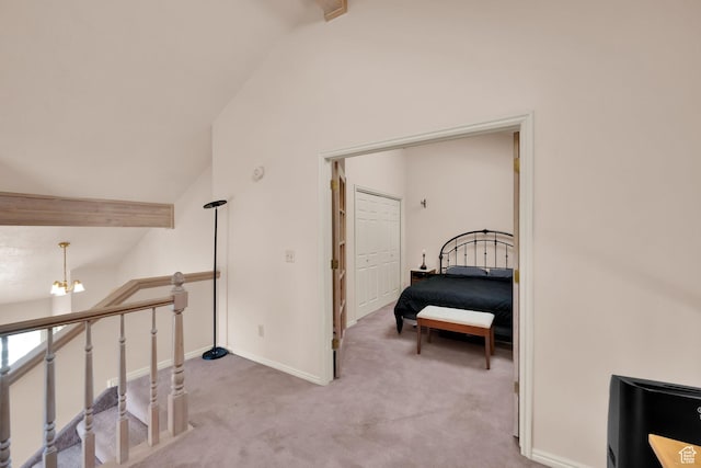882 Schneitter Cir, Midway, UT 84049 - hall with light carpet, baseboards, and a chandelier