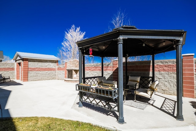 414 S 3130 W, Vernal, UT 84078 - view of patio with an outdoor structure, a fenced backyard, and a gazebo