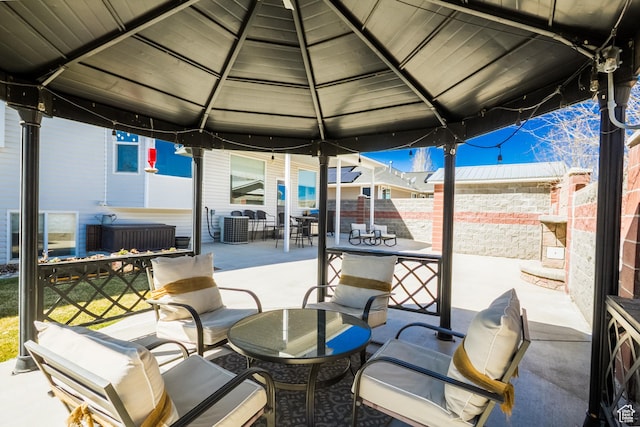 414 S 3130 W, Vernal, UT 84078 - view of patio / terrace with central air condition unit, a gazebo, outdoor dining area, and fence